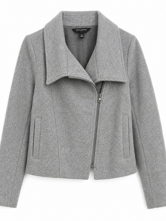 Banana Republic Jackets & Blazers - Banana Republic Gray Asymmetrical Zip Cropped Cotton Blend Moto Jacket Sz Med